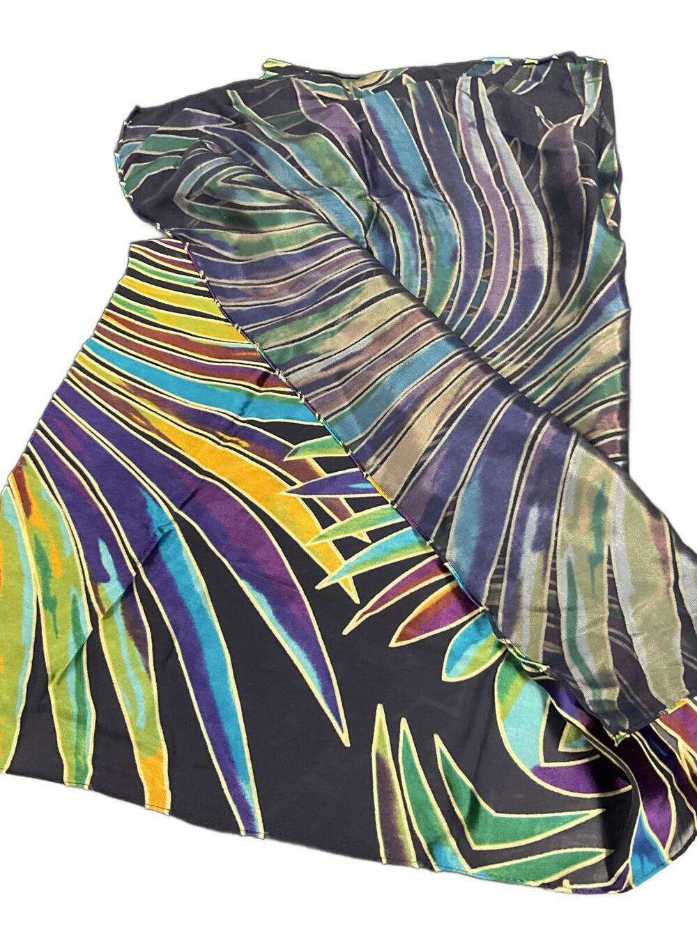Colorful Tropical Print Silky Scarf - Picture 6 of 6